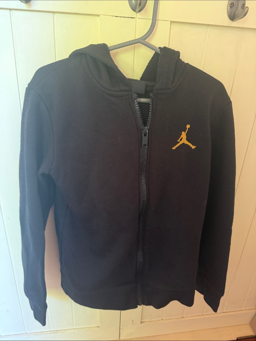 Jordan Kids Black Zip-Up Hoodie with Gold Jumpman